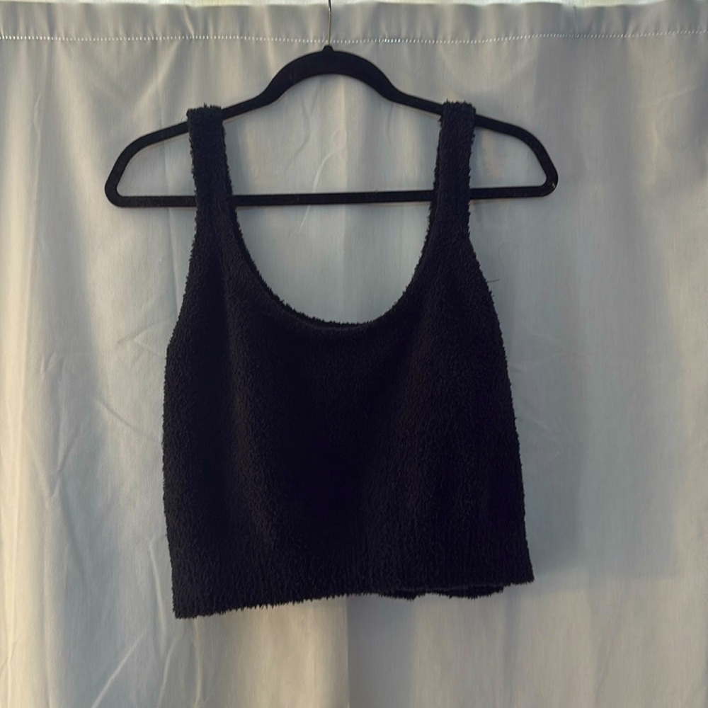 Black Sherpa Cropped Tank Top. Stars Above XL. New with Tag.